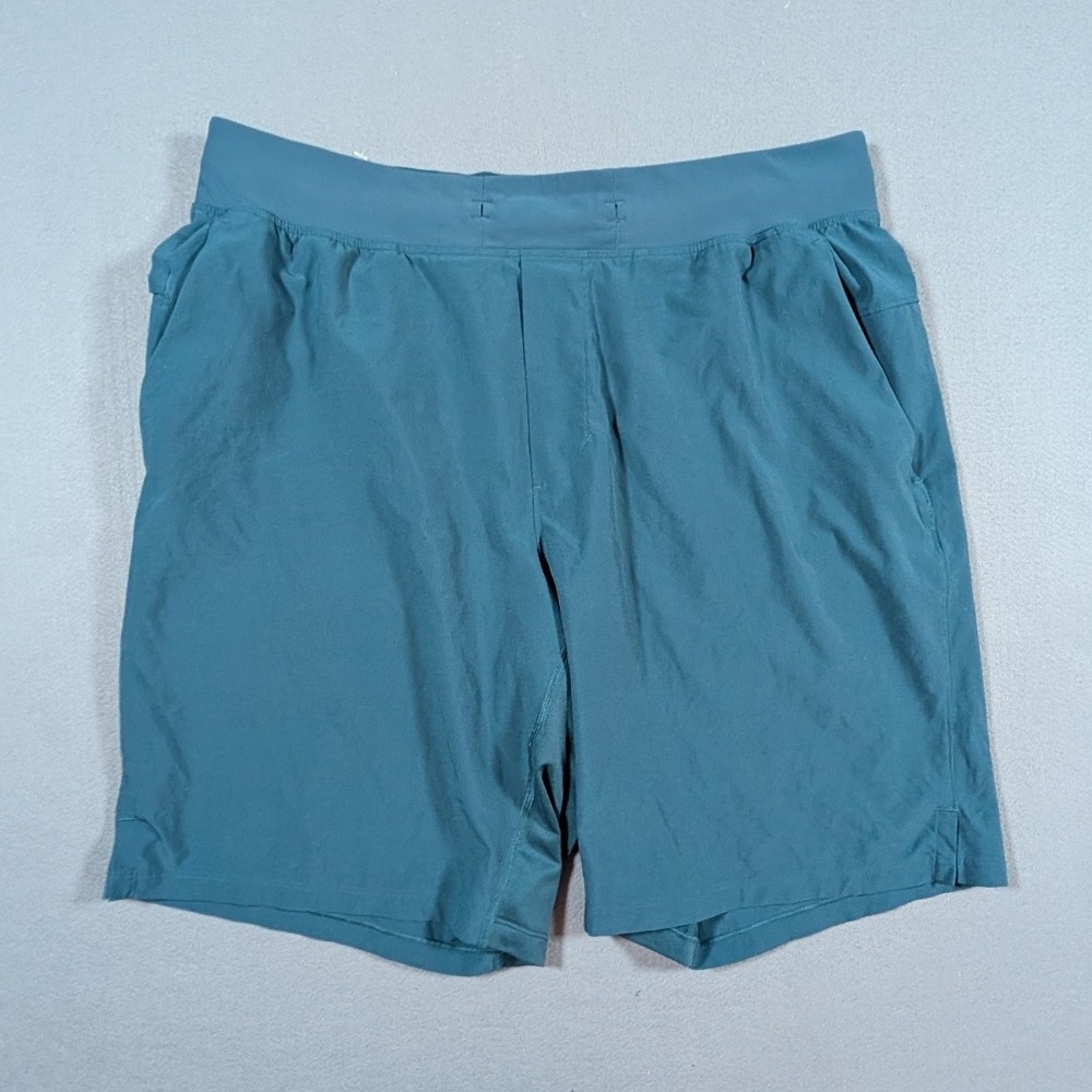 Lululemon Pace Breaker Shorts Mens Large Teal Blue 9 Inch Inseam Pockets